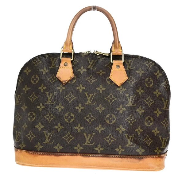 LOUIS VUITTON LV Logo Alma Hand Bag Monogram Leather Brown France - Picture 13 of 16